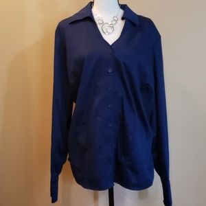 Navy Coldwater Creek Button Down 2X
